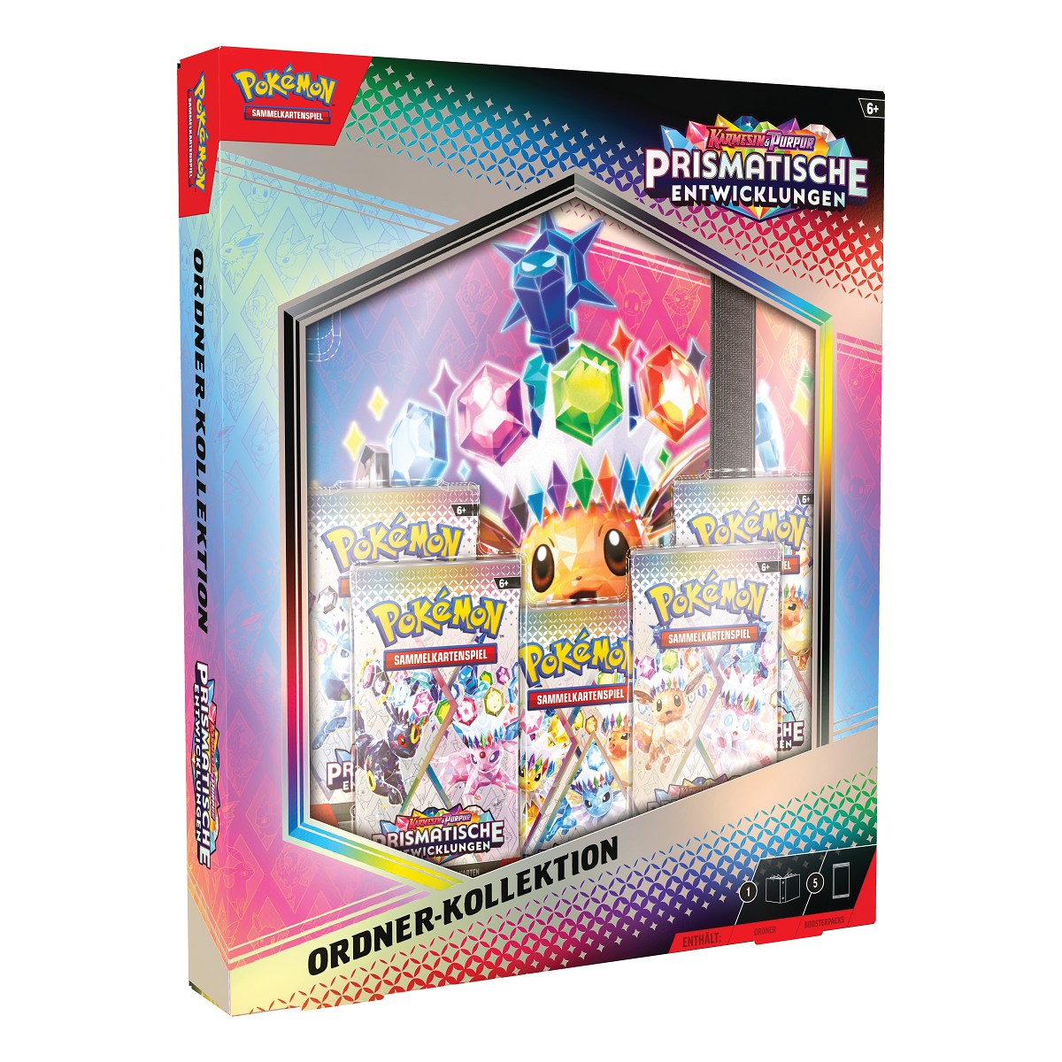 Pokémon Karmesin purpur Prismatische Entwicklung Ordner-Kollektion 5 Booster Deutsch und Ordner, Evoli, Nachttara